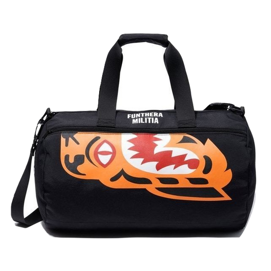A Bathing Ape Tiger Shark Boston Bag - Black - Used Bape