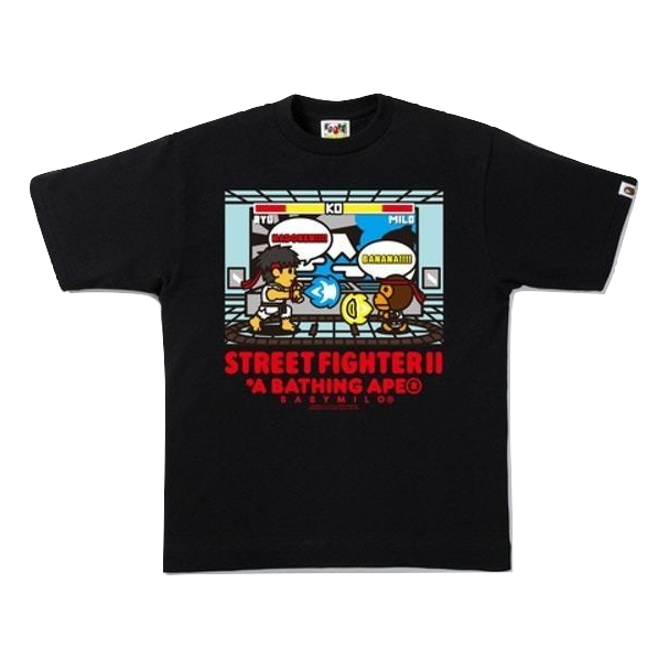 A Bathing Ape X Capcom Milo Street Fighter 2 Tee 2 - Black Bape