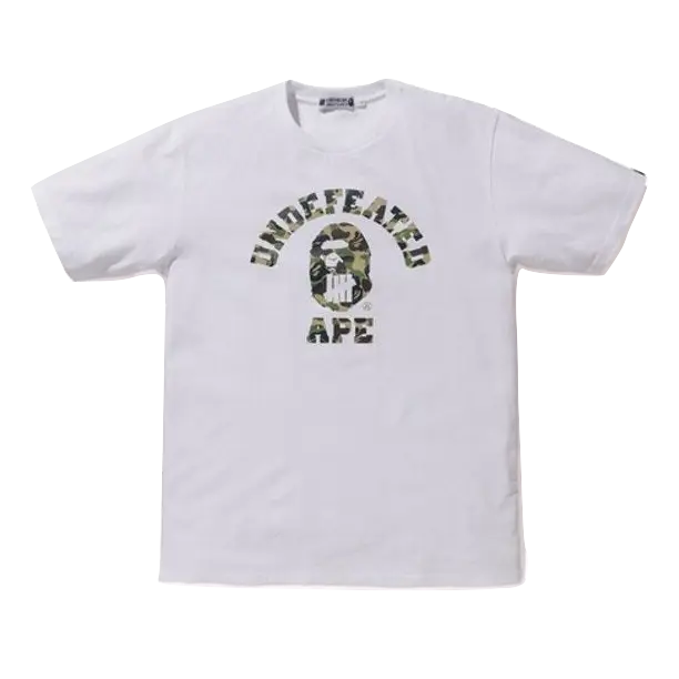 A Bathing Ape x Undefeated ABC College Tee - White/Green - Used Bape