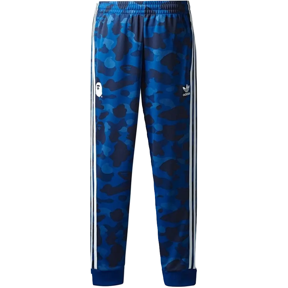 A Bathing Ape x Adidas Track Pants - Blue Bape