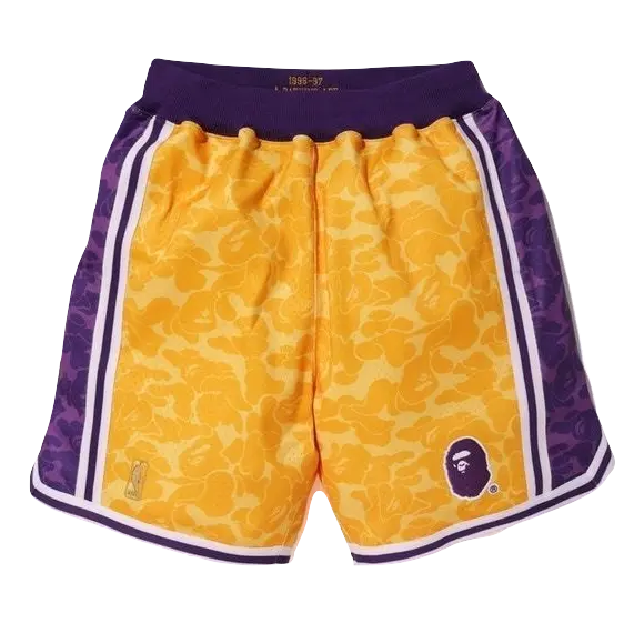 A Bathing Ape x Mitchell & Ness ABC Basketball Shorts - Yellow Bape