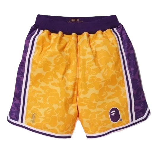 A Bathing Ape x Mitchell & Ness ABC Basketball Shorts - Yellow Bape