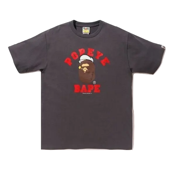 A Bathing Ape x Popeye Ape Head College Tee - Charcoal Bape