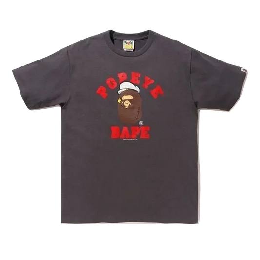 A Bathing Ape x Popeye Ape Head College Tee - Charcoal Bape
