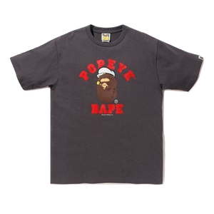 A Bathing Ape x Popeye Ape Head College Tee - Charcoal - Used