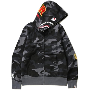 A Bathing Ape Woodland Camo Shark Full Zip Hoodie - Black
