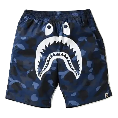 A Bathing Ape Color Camo Shark Beach Pants - Blue Bape
