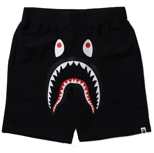 A Bathing Ape Shark Sweat Shorts - Black - Used Bape