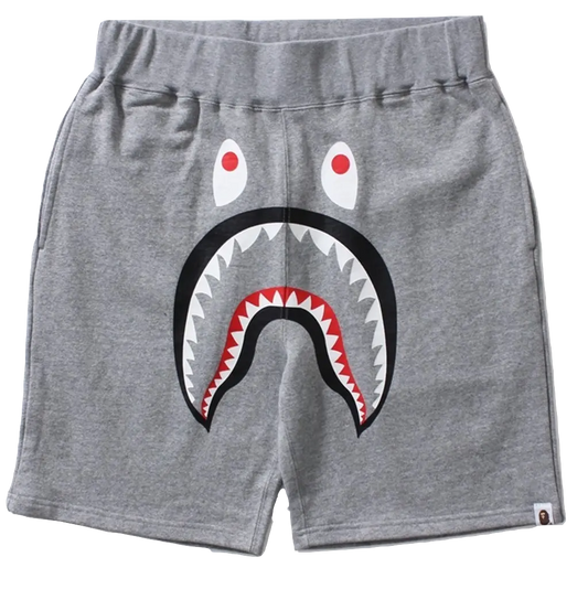 A Bathing Ape Shark Sweat Shorts - Grey - Used Bape