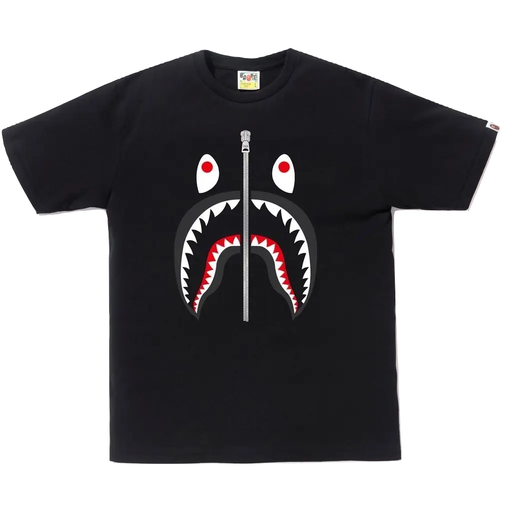 A Bathing Ape Shark Tee - Black - Used Bape