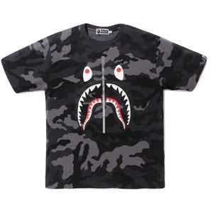 A Bathing Ape Woodland Camo Shark Tee - Black