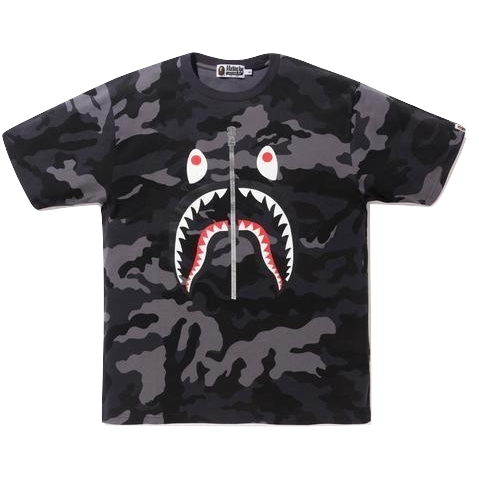 A Bathing Ape Woodland Camo Shark Tee - Black