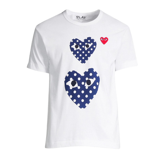 CDG Play Polka Dot Double Heart Tee - White - Used