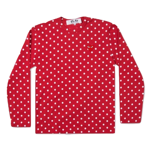 Comme Des Garcon Men's Polk-A-Dot Long Sleeve T-shirt - Red - Used