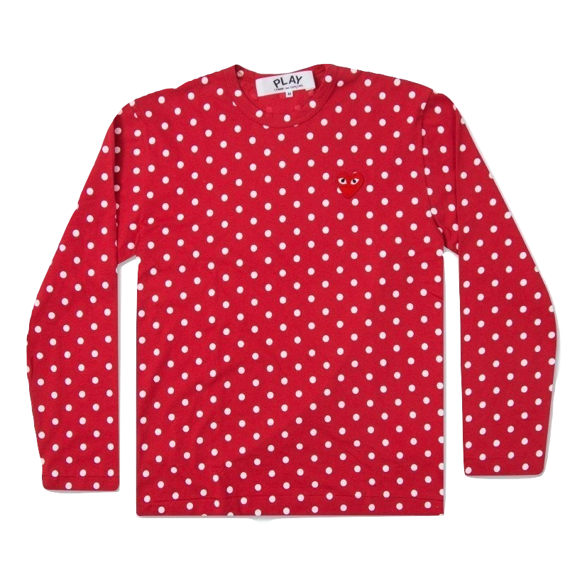 Comme Des Garcon Men's Polk-A-Dot Long Sleeve T-shirt - Red - Used