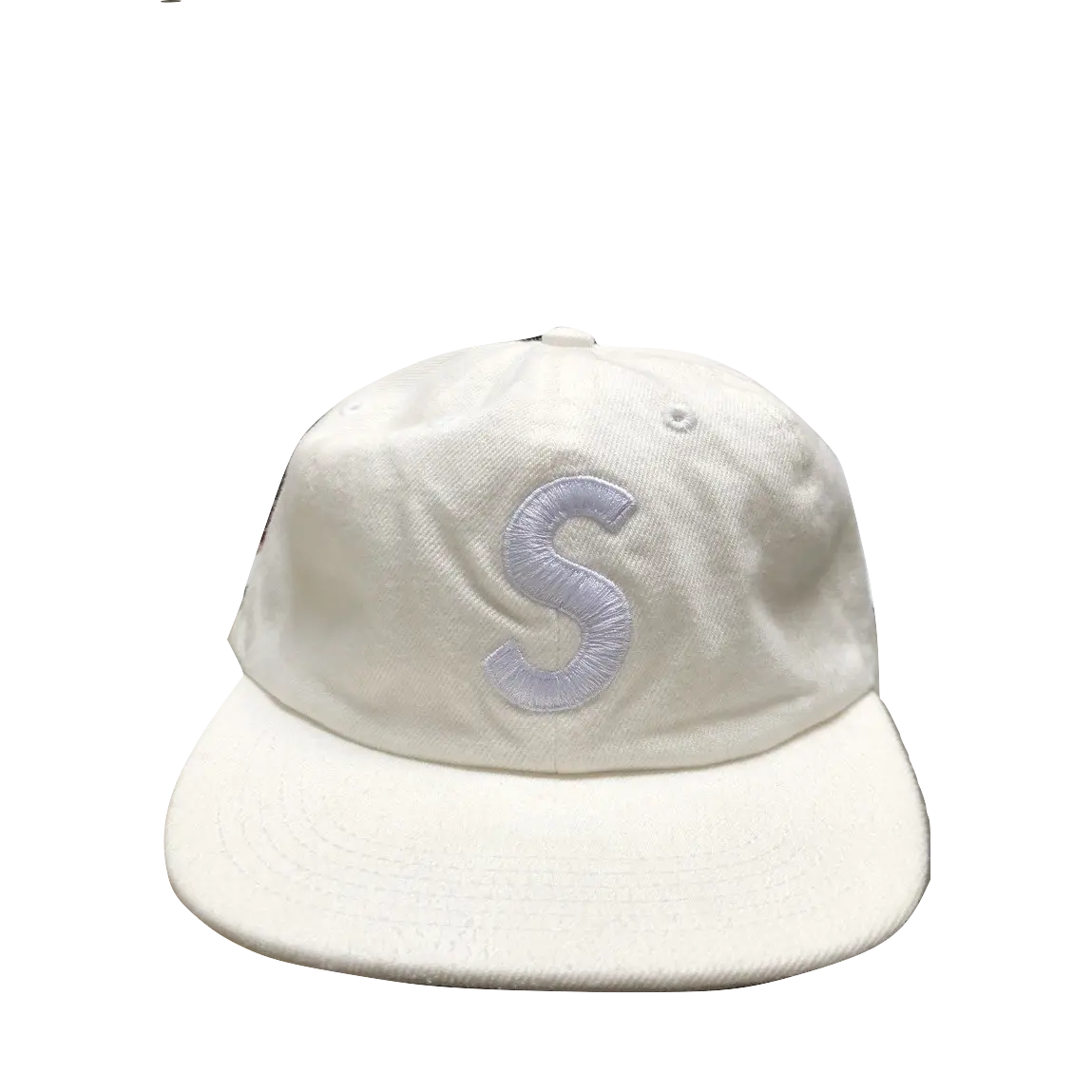 Supreme S Logo Washed Denim 6-Panel - White Supreme