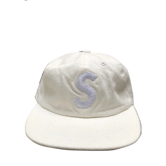 Supreme S Logo Washed Denim 6-Panel - White Supreme