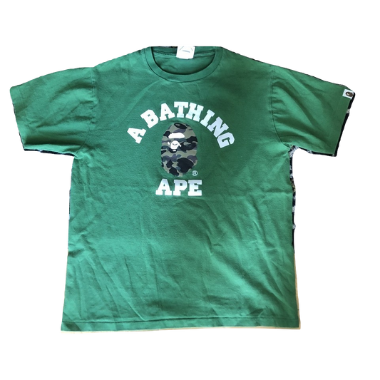 A Bathing Ape College Camo Tee - Green - Used