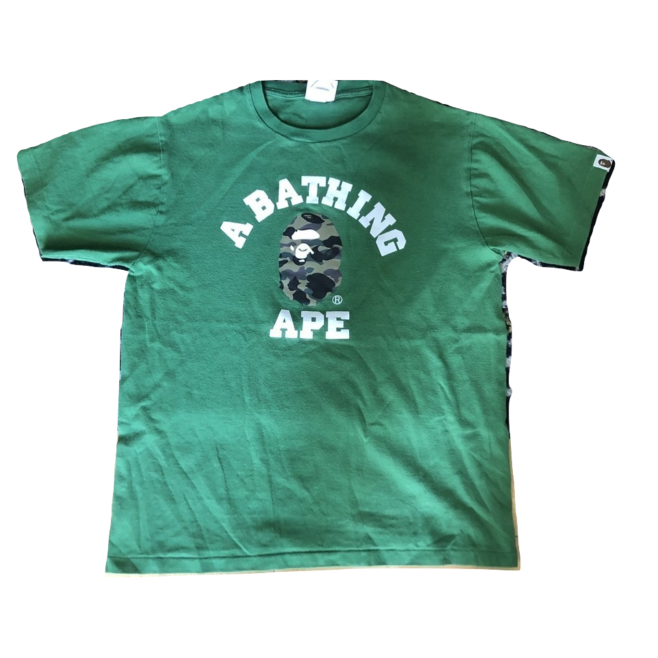 A Bathing Ape College Camo Tee - Green - Used