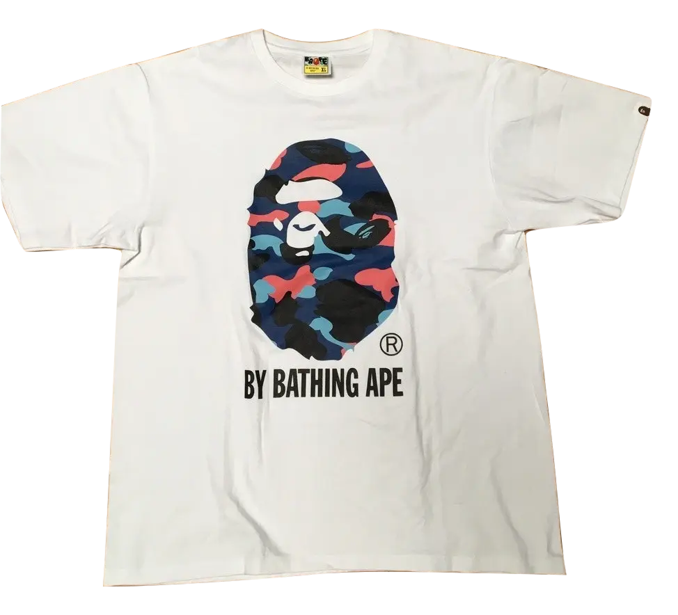 A Bathing Ape 1st Camo By Bathing Tee - White/Pink/Blue Bape