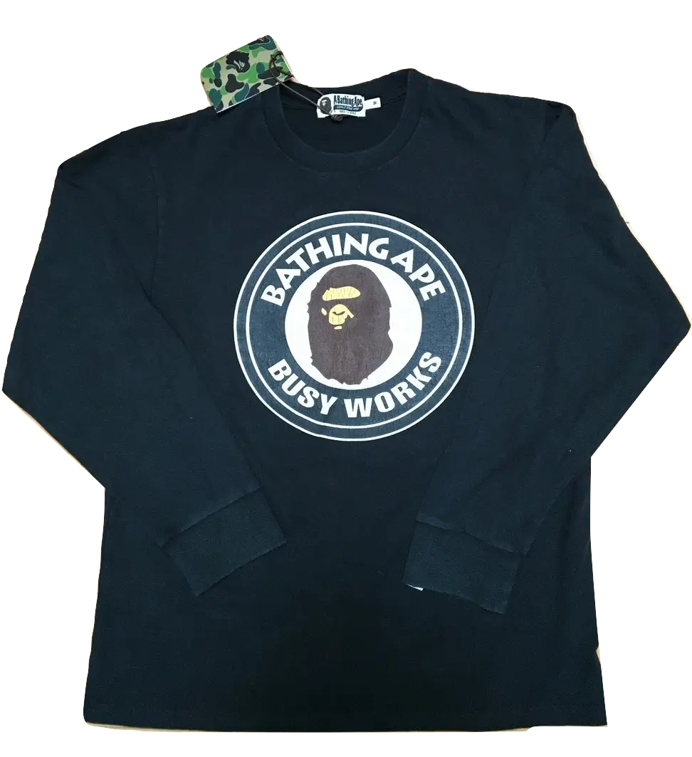 A Bathing Ape Circle Busy Works L/S Black -Consignment Bape