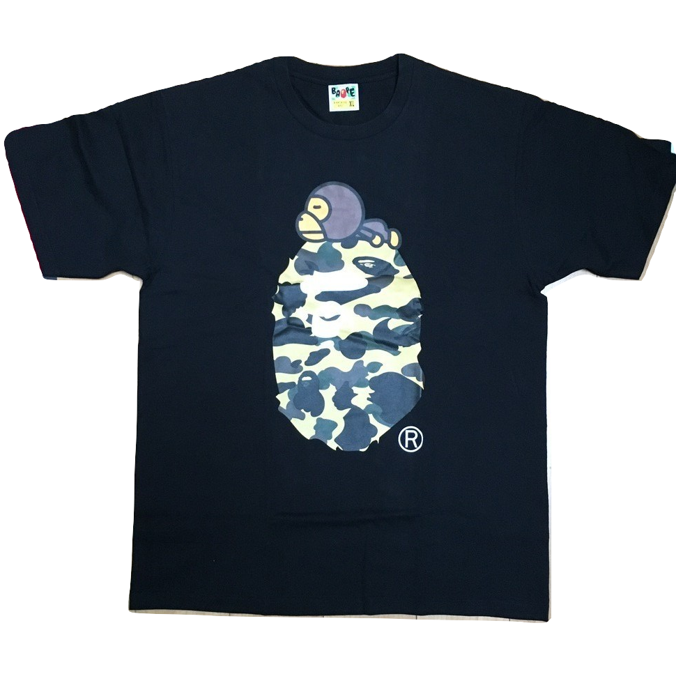 A Bathing Ape 1st Camo Milo On Big Ape Tee - Black/Yellow Camo