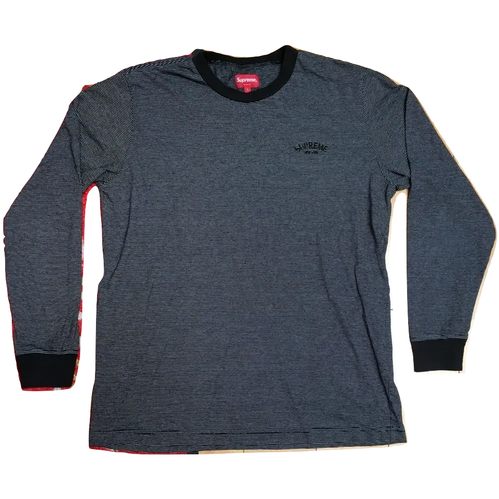 Supreme Striped Arc Logo L/S Top - Black - Used Supreme