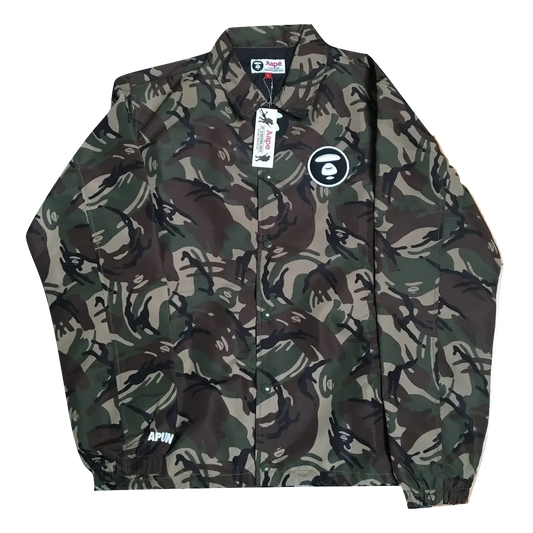 AAPE By A Bathing Ape Green Camo Coach Jacket Bape