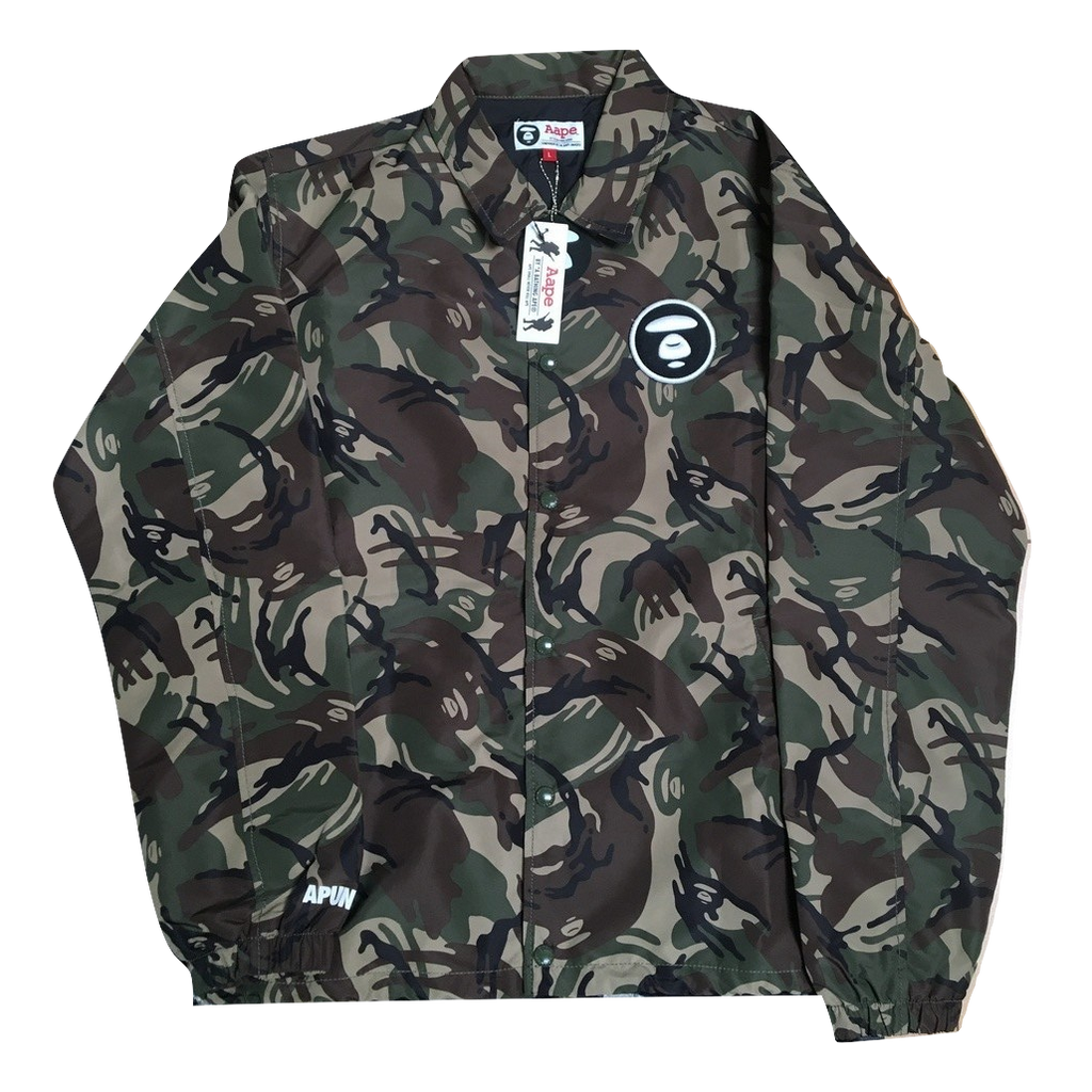AAPE By A Bathing Ape Green Camo Coach Jacket