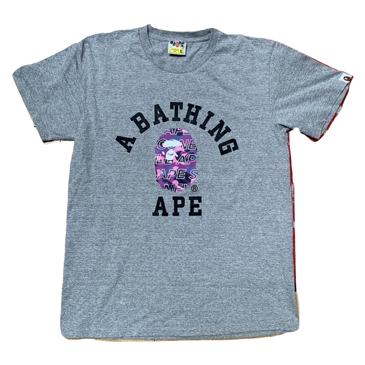 A Bathing Ape Color Camo ASNKA College Tee - Gray/Purple - Used