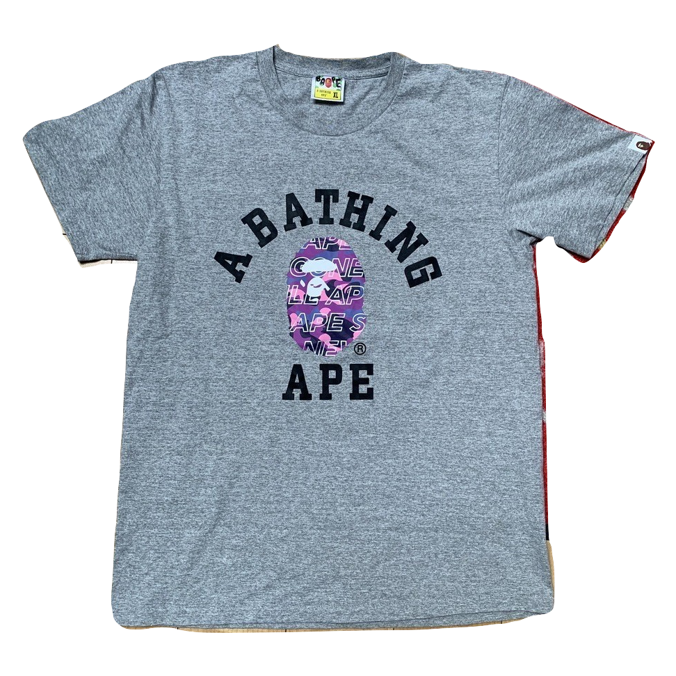A Bathing Ape Color Camo ASNKA College Tee - Gray/Purple