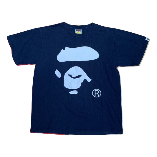 A Bathing Ape Bicolor Ape Face Tee - Navy/White