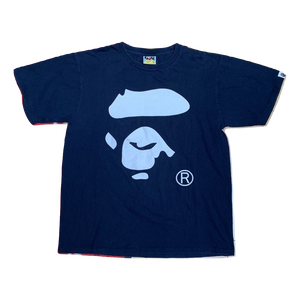 A Bathing Ape Bicolor Ape Face Tee - Navy/White