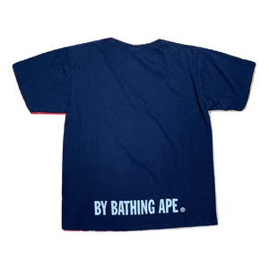 A Bathing Ape Bicolor Ape Face Tee - Navy/White - Used Bape