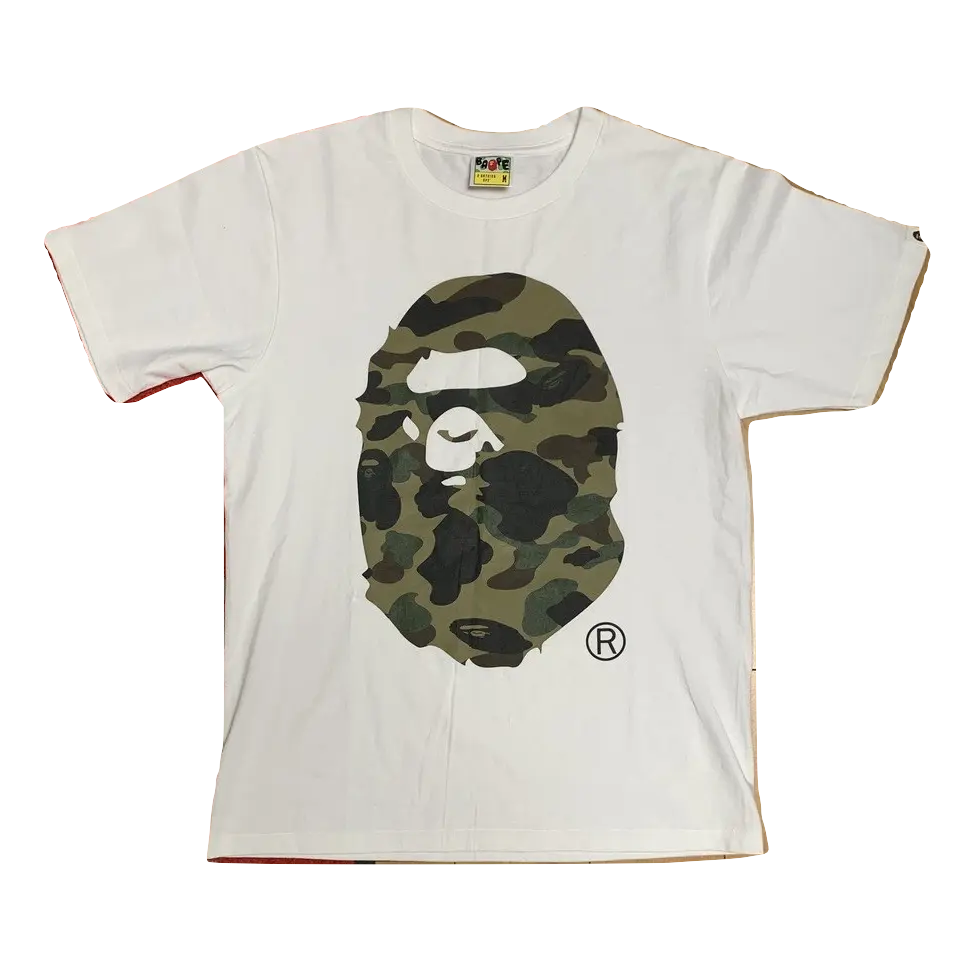 A Bathing Ape Big Head Ape Tee - White/Green Bape