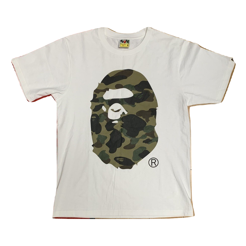A Bathing Ape Big Head Ape Tee - White/Green - Used