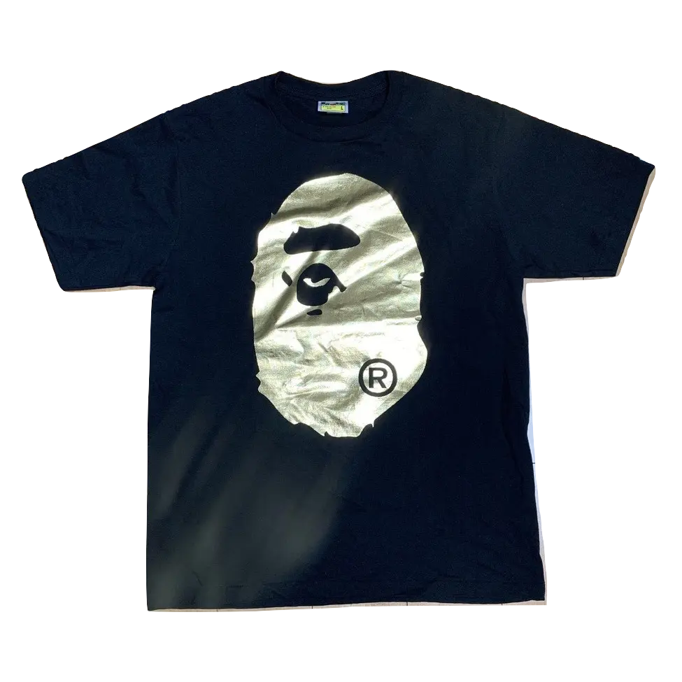 A Bathing Ape Foil Big Ape Head Tee - Black/Gold Bape