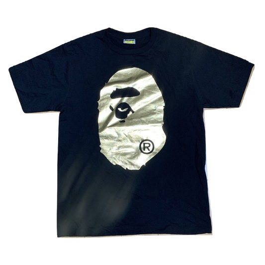 A Bathing Ape Foil Big Ape Head Tee - Black/Gold - Used