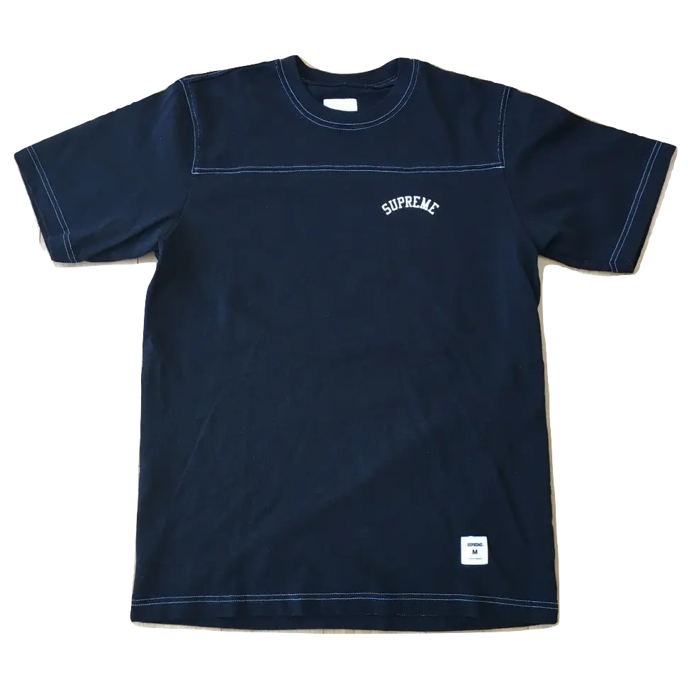 Supreme Contrast Stitch Arc Logo Top - Black Supreme