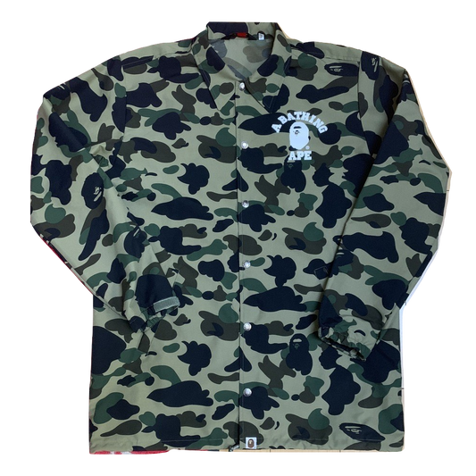 A Bathing Ape 1st Camo College Coaches Jacket w/ Drawstring Bottoms - Green Camo