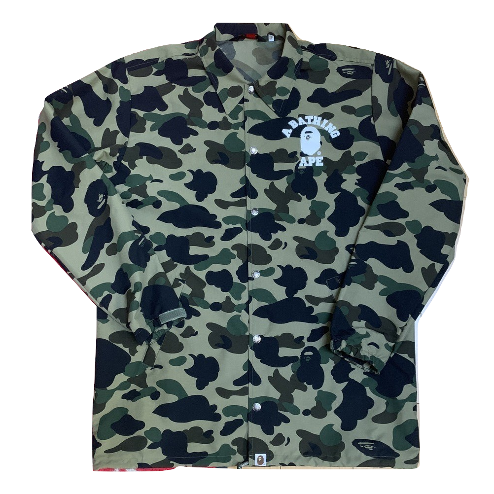 A Bathing Ape 1st Camo College Coaches Jacket w/ Drawstring Bottoms - Green Camo - Used