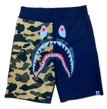 A Bathing Ape Shark Split Sweat Shorts - Navy/Yellow Camo