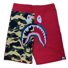 A Bathing Ape Shark Split Sweat Shorts - Red/Yellow Camo