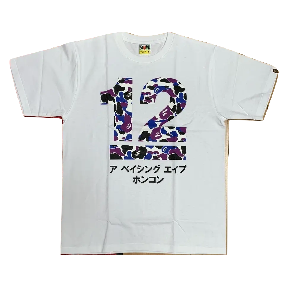 A Bathing Ape HK12th Katakana Tee - White/Purple Bape
