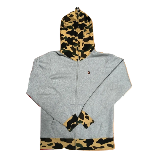 A Bathing Ape Small Ape Zip Up Jacket - Gray/Yellow Camo Bape