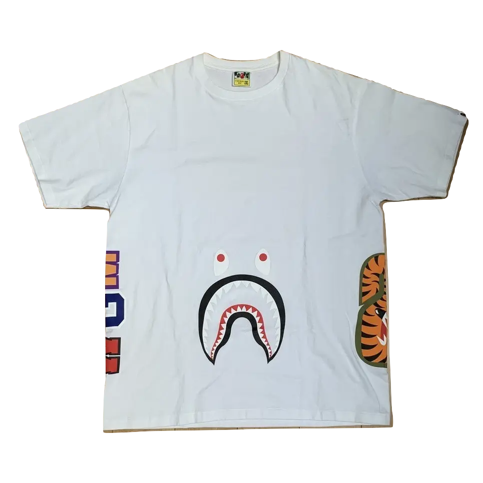 A Bathing Ape WGM Shark Pique Tee - White Bape