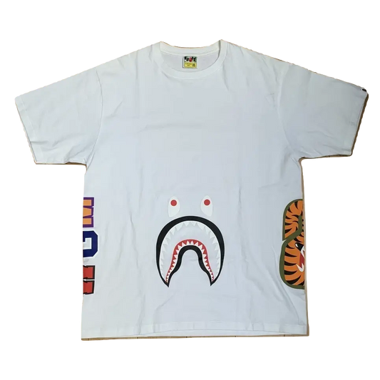 A Bathing Ape WGM Shark Pique Tee - White - Used Bape