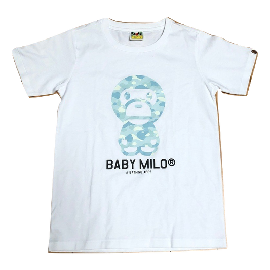 A Bathing Ape Baby Milo Tee Ladies - White/Blue Camo - Used