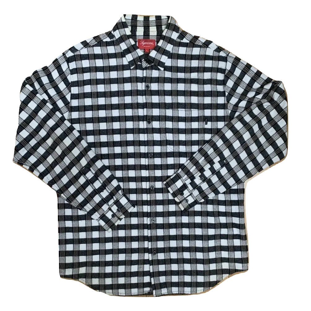 Supreme Scot Plaid Flannel Shirt - Black/White Supreme