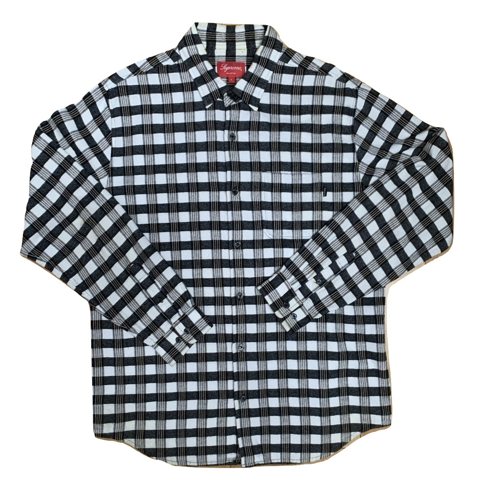 Supreme Scot Plaid Flannel Shirt - Black/White - Used